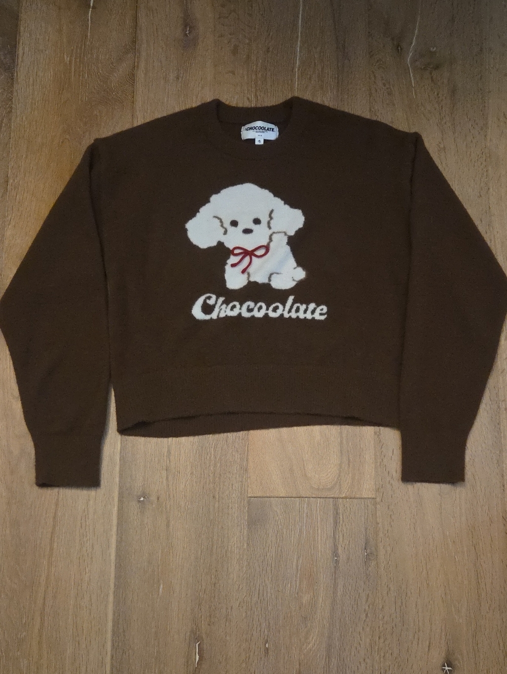Chocoolate Brown Puppy Sweater Hong Kong Super Soft Crew Neck Long Sleeve S